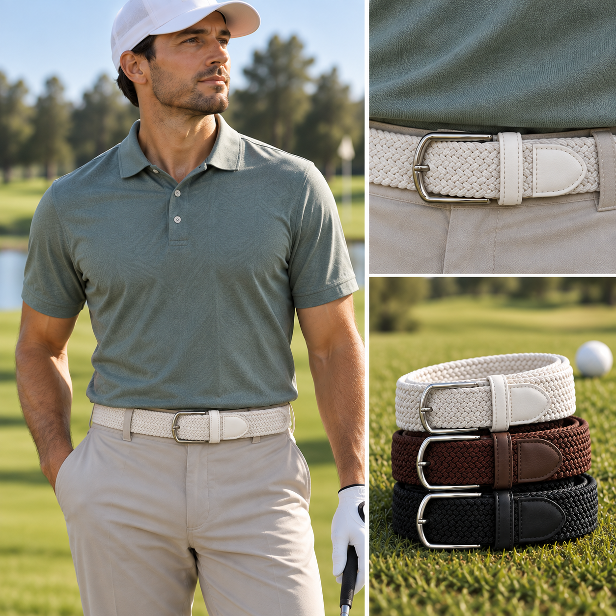 man wearing golf belt Flagstic Golf belt